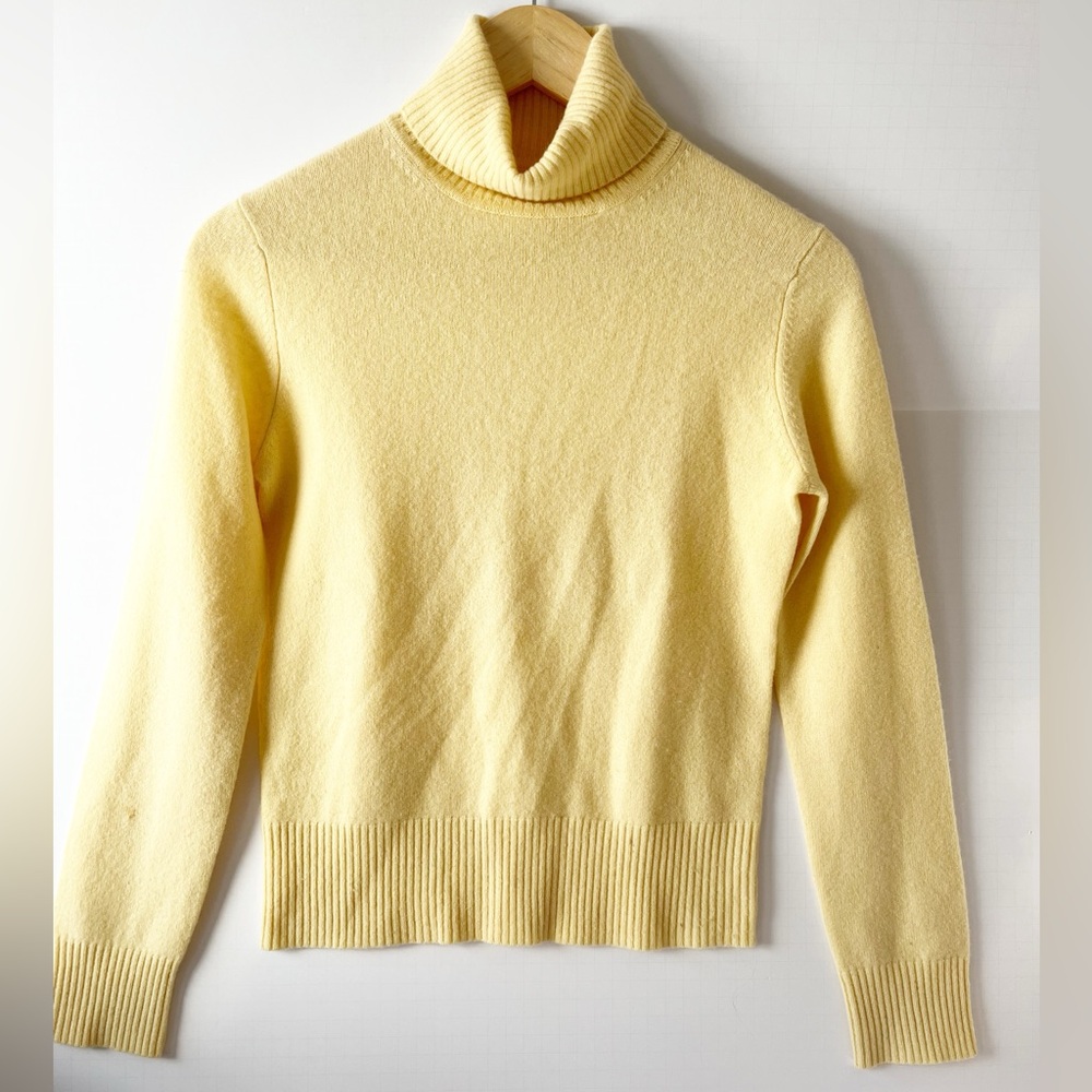 Lord & Taylor Cashmere Butter Yellow Turtleneck Sweater Women's X-Small Pastel